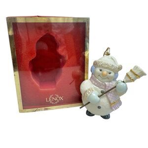 NIB Vintage 1999 Lenox Jolly Snowman Christmas Ornament Holiday Porcelain